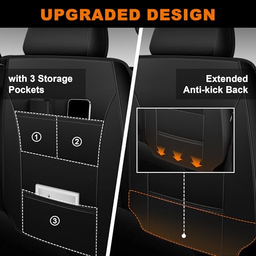 IKABEVEM Seat Covers for Ford F150/F-150 2009-2024 2025 2026 - F250/F350/F450 2017-2025 2026: 2PCS Front Faux Leather Car Seat Covers for Trucks(Front Pair, Blackline) - Image 3