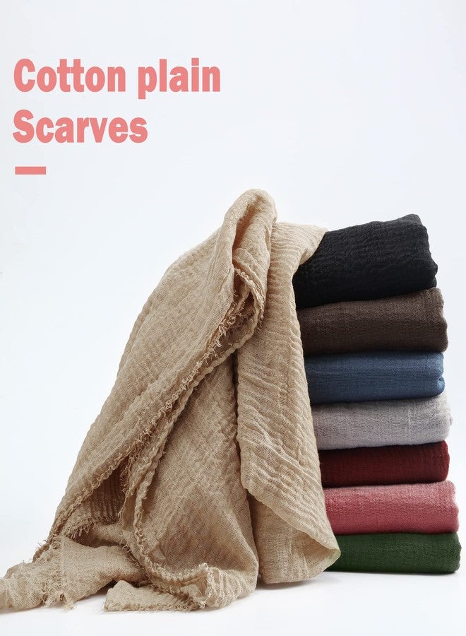 زانماي مجموعة زانماي المكونة من 8 قطع من أوشحة الحجاب النسائية لجميع الفصول، مصنوعة من القطن، بتصميم مجعد، بألوان متنوعة (ألوان زاهية). - Image 3