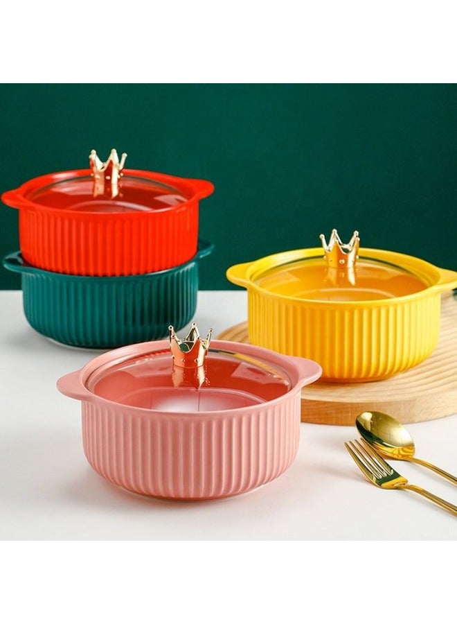 وعاء شوربة سيراميك فاخر مقاس 15 سم بمقبضين جانبيين لحمل آمن، طبق نودلز وشوربة حراري عالي الجودة، طبق تقديم للمطبخ العصري مقاوم للحرارة، وعاء عميق لتقديم الشوربة والمكرونة والأرز واليخنات والسلطات والأطعمة الساخنة والباردة، صحن تقديم سيراميك أنيق مناسب للمنزل والمطاعم وسهل التنظيف وآمن للاستخدام في غسالة الصحون والميكروويف - Image 4