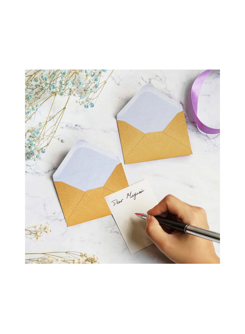 Zikra 100 Pcs Gift Card Envelopes Mini Envelopes Paper Business Card Envelopes Bulk Tiny Envelope Pockets for Small Note Cards Gold - Image 2