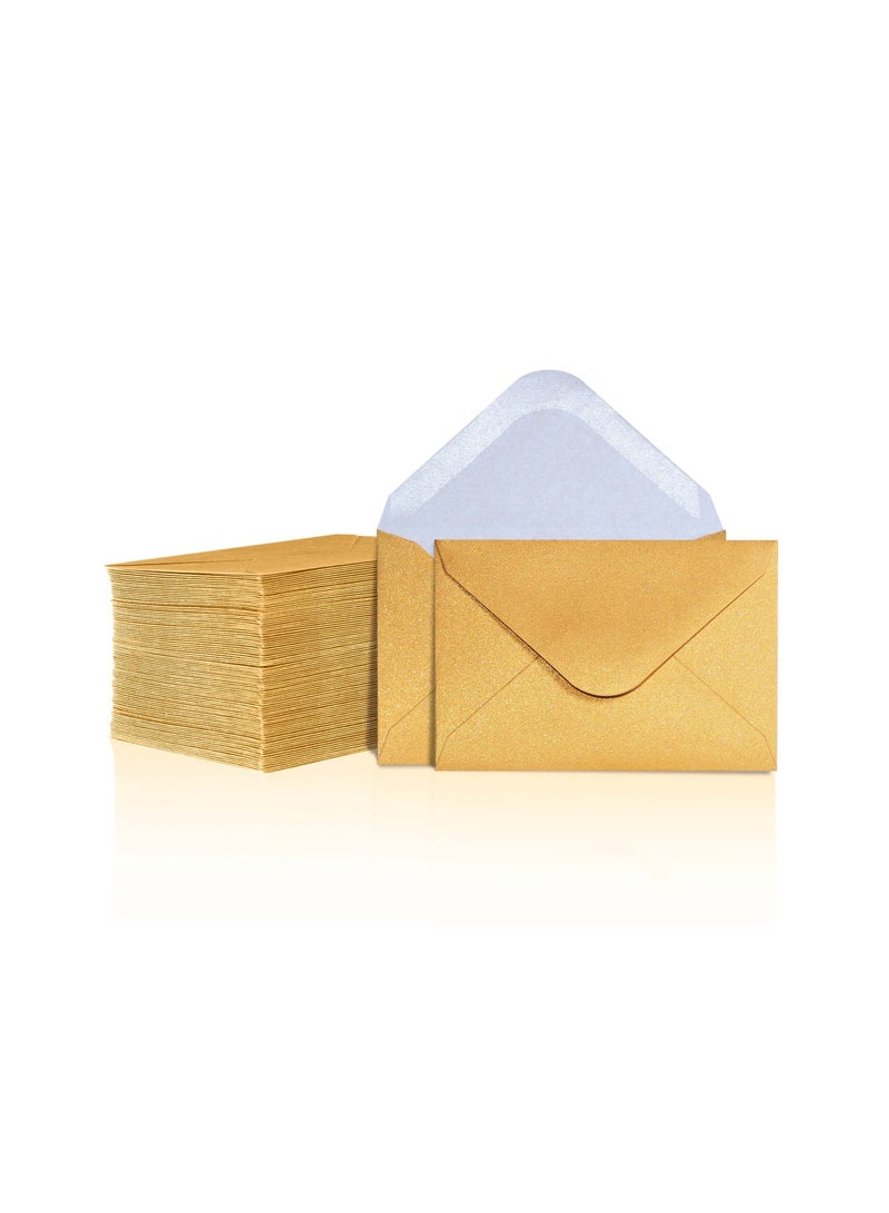 Zikra 100 Pcs Gift Card Envelopes Mini Envelopes Paper Business Card Envelopes Bulk Tiny Envelope Pockets for Small Note Cards Gold - Image 1