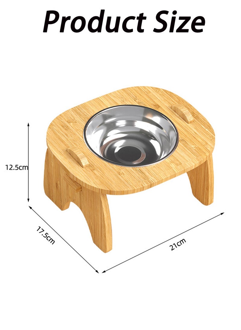 Kidle Pet Drinking Cat Big Dog Bowl Feeder Water Bowl Water Fountain 15 ° Cervical Spine Protection Wooden Frame Bowl Food Bowl Elevated Pet Food Water Bowl Stainless Steel Feeding Bowls  - Image 2