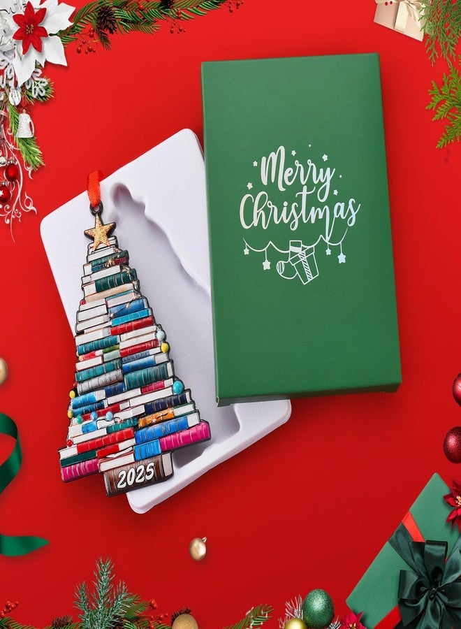 فينهو زينة عيد الميلاد Venhoo Book لعام 2025، زينة معدنية معلقة لتزيين شجرة عيد الميلاد ورفوف الكتب، أفكار لعيد الميلاد 2025 لمحبي الكتب، وعشاق القراءة. - Image 2