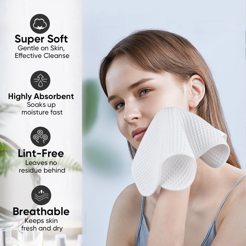 Microfiber Waffle Face Towels, 2 Pieces, Soft, Absorbent, Fast Drying, Lint Free 430 GSM (White) - Image 4