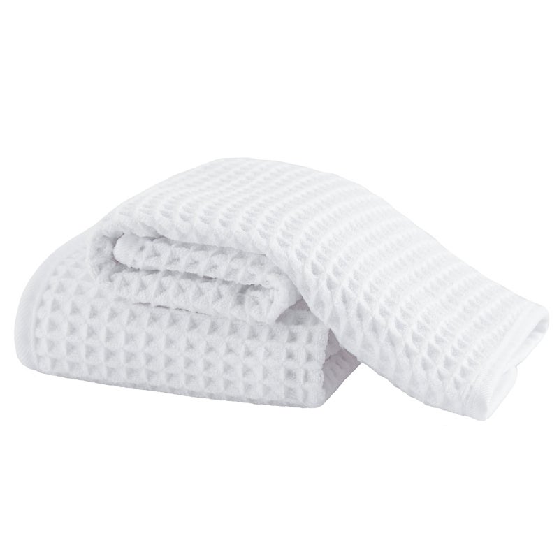 Microfiber Waffle Face Towels, 2 Pieces, Soft, Absorbent, Fast Drying, Lint Free 430 GSM (White) - Image 1