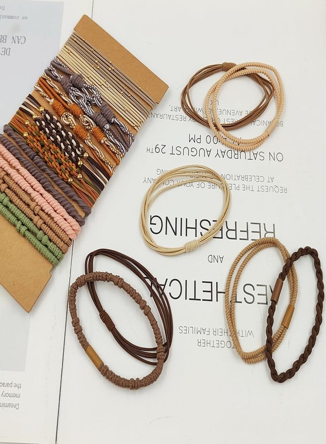 lyfLux 40 Pcs Boho Hair Tie Bracelets Set - Dual Use as Hair Elastics & Wrist Accessories for Women, No Damage Soft Braided Hair Bands (Multi-Color) - Image 4