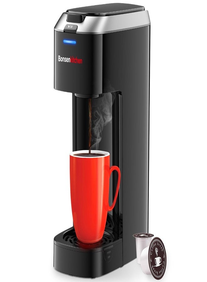Bonsenkitchen Single Serve Coffee Maker K Cup Pod with 6-14oz Brew Size- 3 Min Fast Brewing Machine with Strength Control, BPA-free Materials, Fits 6.6" Travel Mugs, Silver, Upgrade - Image 1