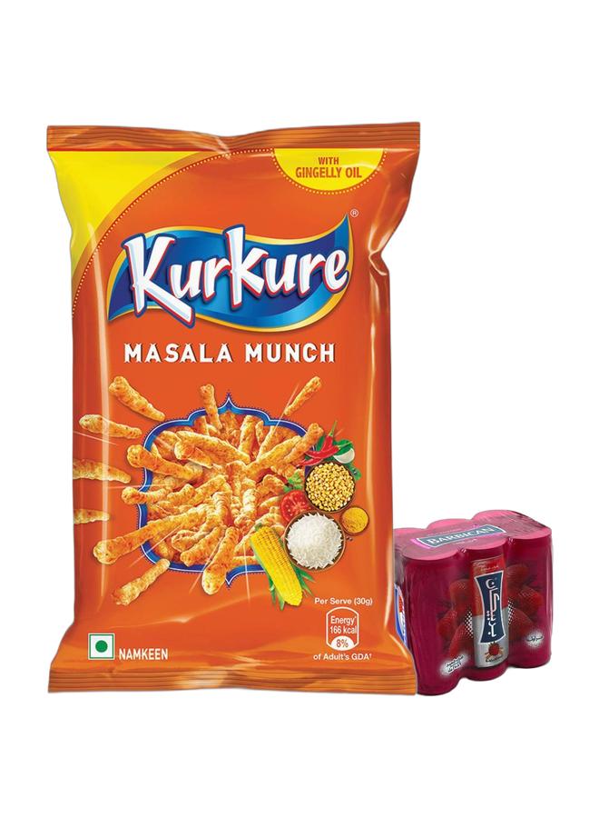 noon Kurkure Masala Munch 81.9grams + Barbican Strawberry Flavor Malt Beverage, Can, 250ml × 6 Pack of 6 - Image 1
