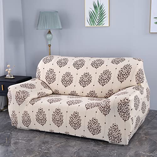 House of Quirk Universal Double Seater Sofa Cover Big Elasticity Cover for Couch 140 GSM Sofa Slipcover (Cream Brocade, 145-185cm) - Image 2