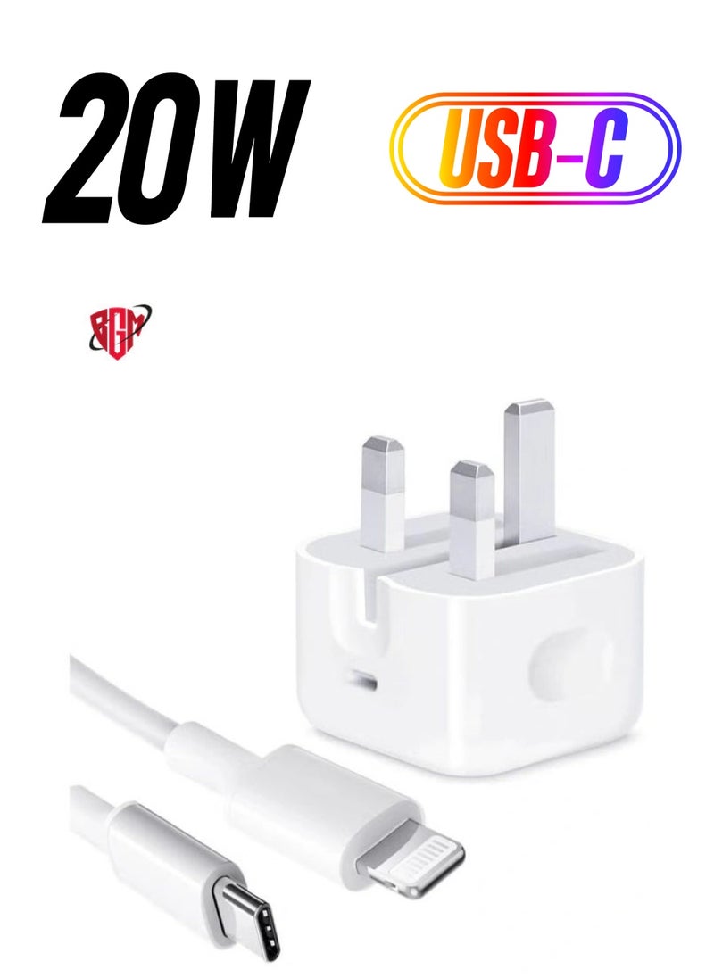 BGM - MFi Certified‘ iPhone 20W Charger Plug and 2M USB C to Lightning Cable PD Fast Charger USB C Plug Data Lead Compatible with iPhone 14/14 Plus/14 Pro/14 Pro Max/13/12/11/11 Pro/XS Max/XR/X/8/7/iPad - Image 1