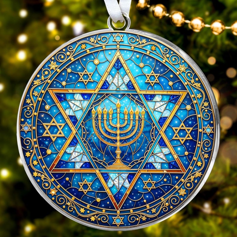 HEXMOZ Hanukkah Gifts - Hanukkah Ornaments for Tree, Jewish Ornaments, Chanukkah Christmas Ornament - Jewish for Women, Men, Adults - Acrylic 2025 Ornament Decoration for Home - Image 1