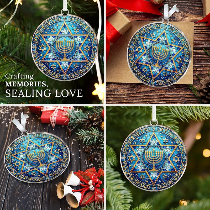 HEXMOZ Hanukkah Gifts - Hanukkah Ornaments for Tree, Jewish Ornaments, Chanukkah Christmas Ornament - Jewish for Women, Men, Adults - Acrylic 2025 Ornament Decoration for Home - Image 4