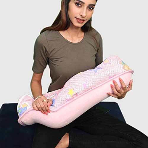HOOPA 2-in-1 Quilt Covered Pillow (Pink) | Feeding Pillow | Nursing Pillow | Breastfeeding Pillow | Baby Pillow - Image 1