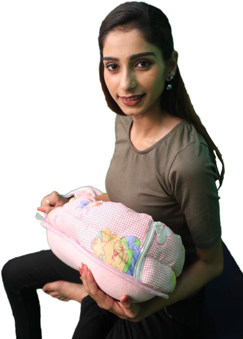 HOOPA 2-in-1 Quilt Covered Pillow (Pink) | Feeding Pillow | Nursing Pillow | Breastfeeding Pillow | Baby Pillow - Image 3