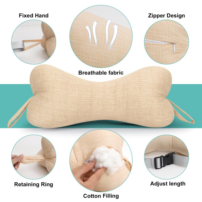 RoamReady Neck & Cervical Pillows, Dog Bone Shaped Neck Pillow with Fixed Rope & Have Loops on End, for Chiropractic Lumbar Spine, for Car Bus Truck Driving Travel Comfort Head Rest Support,Yellow - Image 4