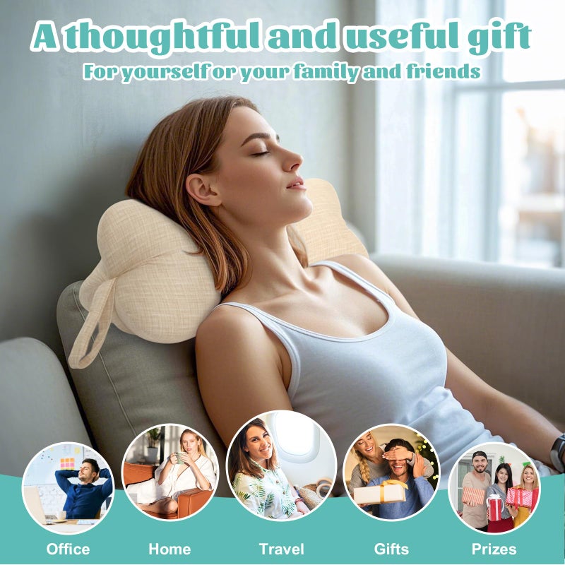 RoamReady Neck & Cervical Pillows, Dog Bone Shaped Neck Pillow with Fixed Rope & Have Loops on End, for Chiropractic Lumbar Spine, for Car Bus Truck Driving Travel Comfort Head Rest Support,Yellow - Image 5