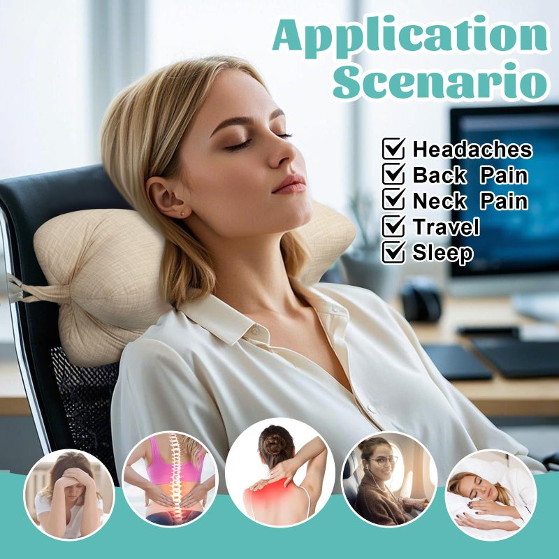 RoamReady Neck & Cervical Pillows, Dog Bone Shaped Neck Pillow with Fixed Rope & Have Loops on End, for Chiropractic Lumbar Spine, for Car Bus Truck Driving Travel Comfort Head Rest Support,Yellow - Image 2