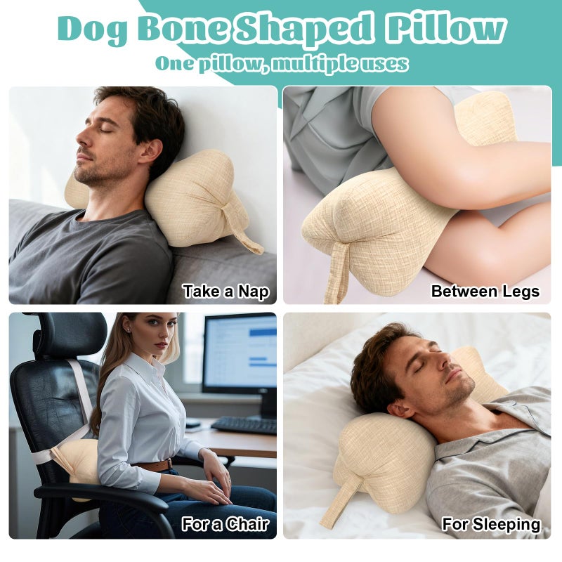 RoamReady Neck & Cervical Pillows, Dog Bone Shaped Neck Pillow with Fixed Rope & Have Loops on End, for Chiropractic Lumbar Spine, for Car Bus Truck Driving Travel Comfort Head Rest Support,Yellow - Image 3