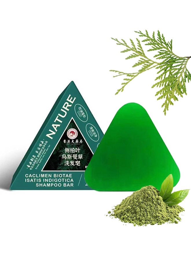 Seven Green Nature Shampoo Bar - Triangle Shampoo Bar, Nature Seven Green Soap, Usman Grass Bar, Calming & Strengthens Hair for Women and Mens(1pcs) - Image 1
