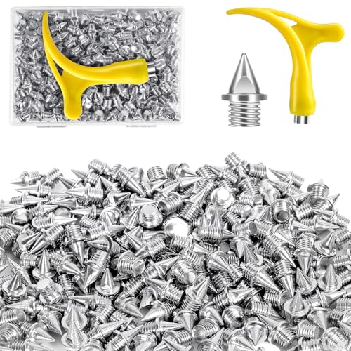 YUNVI 1/4 Inch Track Spikes,220pcs Stainless Steel Pyramid Shoe Spikes with Spike Wrench for Track and Cross Country,Replacement Spike for Sprint Sports Short Running Shoes - Image 1
