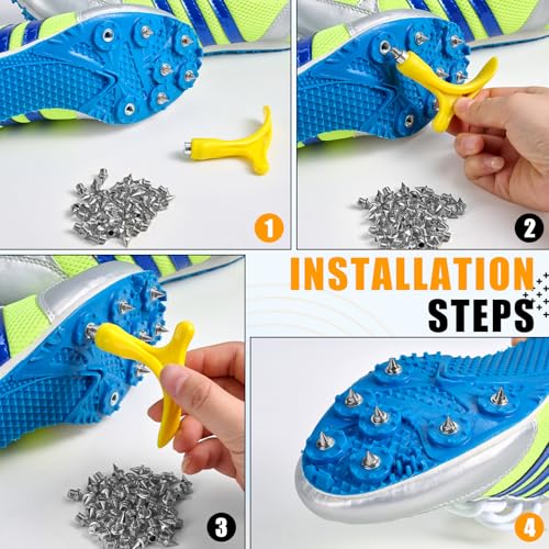 YUNVI 1/4 Inch Track Spikes,220pcs Stainless Steel Pyramid Shoe Spikes with Spike Wrench for Track and Cross Country,Replacement Spike for Sprint Sports Short Running Shoes - Image 5