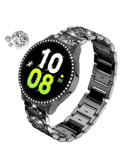 DEALELE Bands Compatible with Samsung Galaxy Watch FE / 5/4 40mm, 20mm Slim Bling Rhinestone Diamond Metal Strap with Protective Case Replacement Bracelet and Cover for Women Men (40mm, Black)  - Image 1