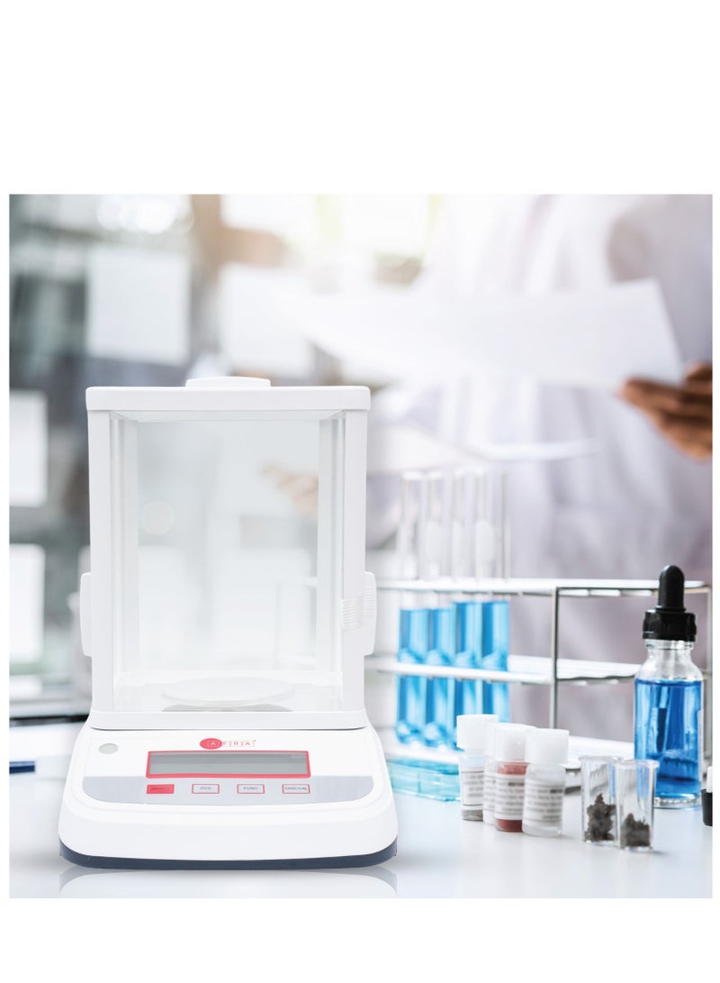 عفرا ميزان تحليلي AFQS-520001EM - ميزان مختبري رقمي عالي الدقة بسعة 500 جرام، بدقة 0.001 جرام مع زجاج أمامي مضاد للكهرباء الساكنة، ومستشعر كهرومغناطيسي، ومعايرة خارجية، وبطارية قابلة لإعادة الشحن - Image 2