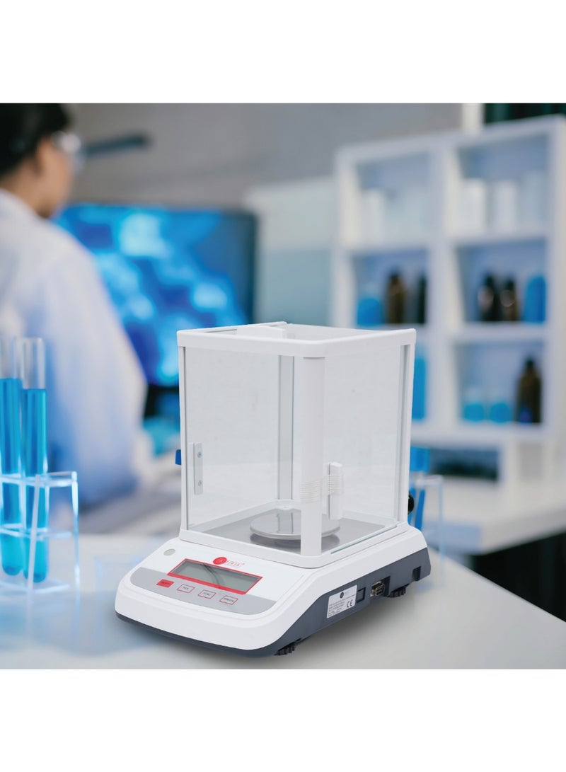عفرا ميزان تحليلي AFQS-520001EM - ميزان مختبري رقمي عالي الدقة بسعة 500 جرام، بدقة 0.001 جرام مع زجاج أمامي مضاد للكهرباء الساكنة، ومستشعر كهرومغناطيسي، ومعايرة خارجية، وبطارية قابلة لإعادة الشحن - Image 3