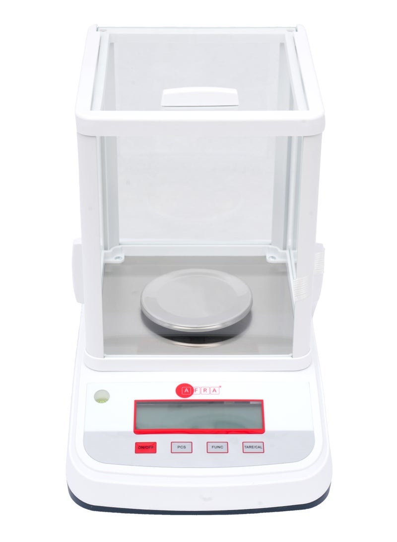عفرا ميزان تحليلي AFQS-520001EM - ميزان مختبري رقمي عالي الدقة بسعة 500 جرام، بدقة 0.001 جرام مع زجاج أمامي مضاد للكهرباء الساكنة، ومستشعر كهرومغناطيسي، ومعايرة خارجية، وبطارية قابلة لإعادة الشحن - Image 1