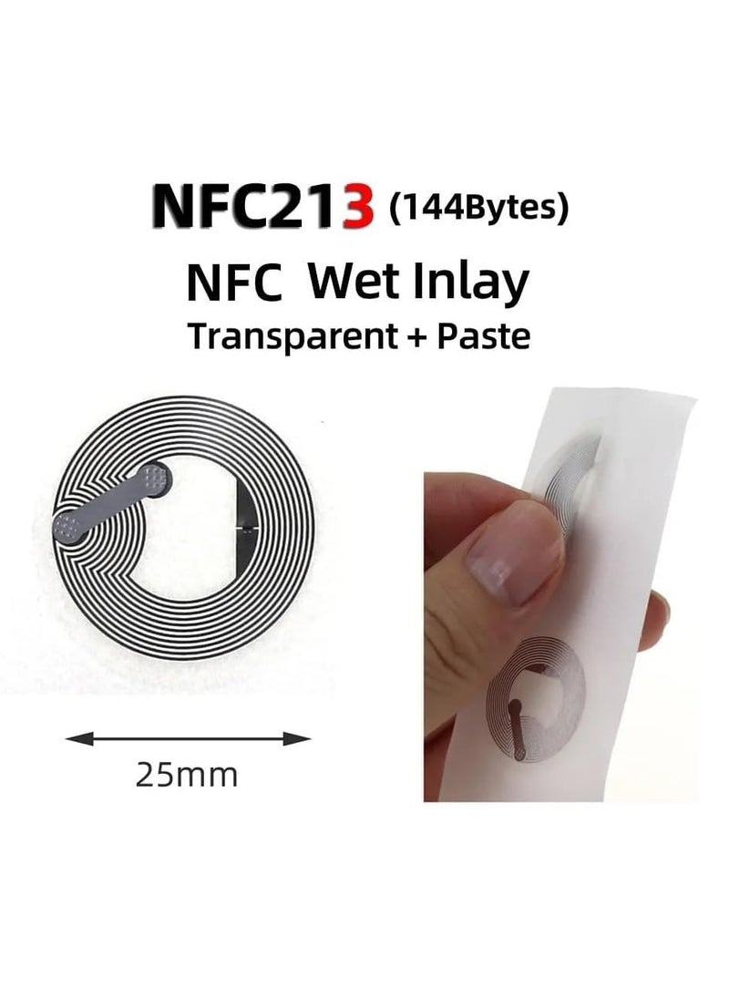 Rubik NFC 213 Sticker 144 Bytes Tags (Inlay), Transparent Self-adhesive Ntag213 Token Tags Compatible 13.56mhz RFID and NFC IC Reader/Writer (5 Tags)  - Image 2