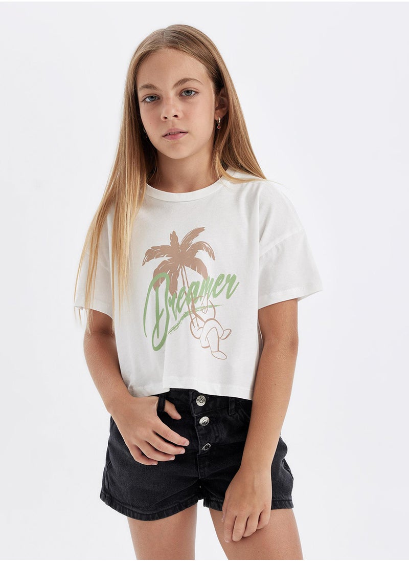 DeFacto - Cropped Crew Neck Printed 2-Pack Short Sleeve T-Shirt - Image 1