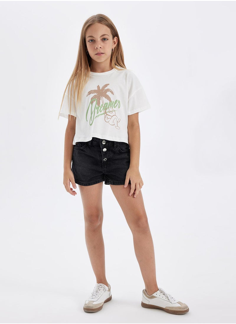 DeFacto - Cropped Crew Neck Printed 2-Pack Short Sleeve T-Shirt - Image 1