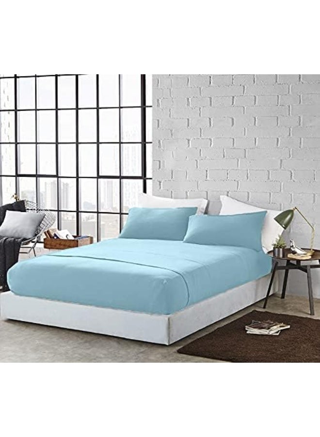 DAN RIVER DAN RIVER King Jersey Sheet Set| Luxury Heather 100% Cotton Bed Sheets| T-Shirt Sheets| All Season Bedding| Soft Comfortable Deep Pocket Jersey Cotton Bed Sheets (4Pc, King, Light Blue)  - Image 2