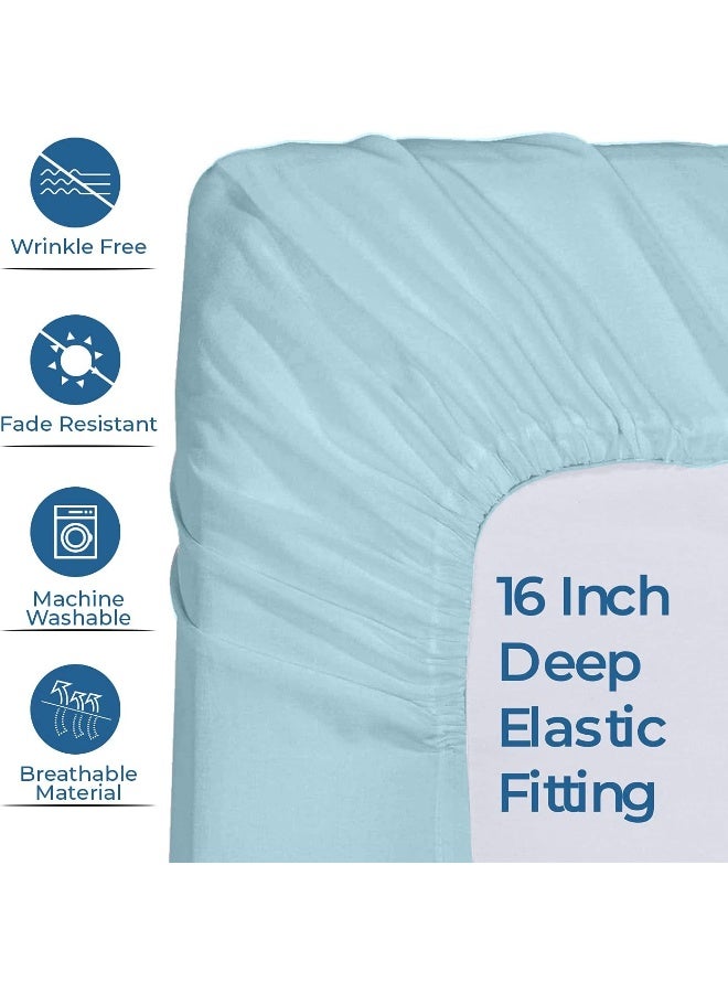 DAN RIVER DAN RIVER King Jersey Sheet Set| Luxury Heather 100% Cotton Bed Sheets| T-Shirt Sheets| All Season Bedding| Soft Comfortable Deep Pocket Jersey Cotton Bed Sheets (4Pc, King, Light Blue)  - Image 5
