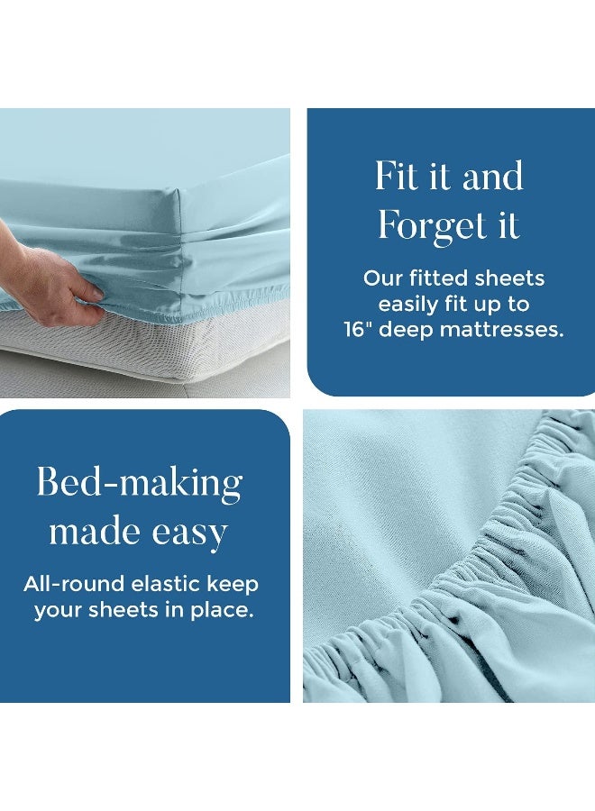 DAN RIVER DAN RIVER King Jersey Sheet Set| Luxury Heather 100% Cotton Bed Sheets| T-Shirt Sheets| All Season Bedding| Soft Comfortable Deep Pocket Jersey Cotton Bed Sheets (4Pc, King, Light Blue)  - Image 4