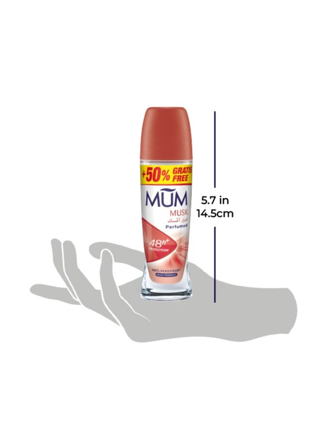 MUM Deodorant Roll-on - Musk, 48-Hrs Protection, Quick Drying Formula For All Skin Type, Pack of 3, 75ml Each - Image 3