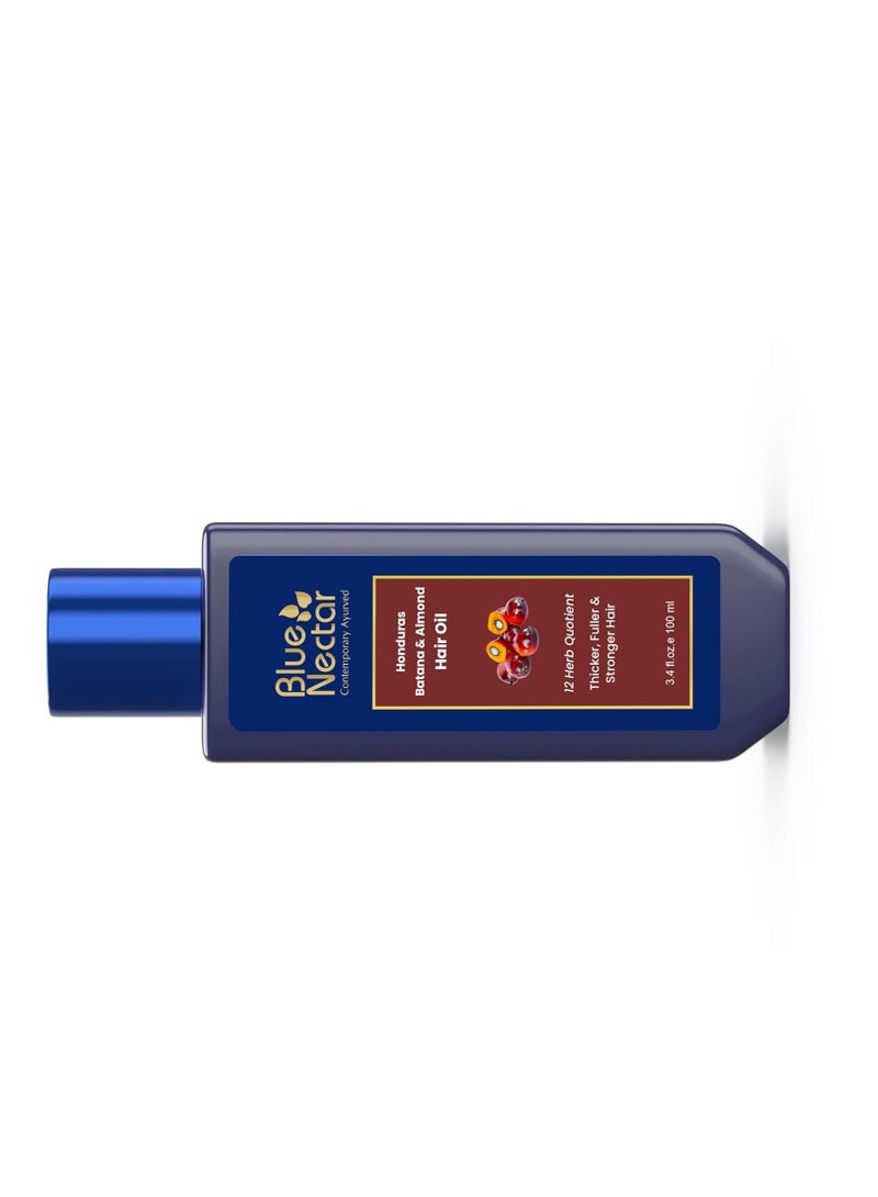 Blue Nectar Honduras Batana & Almond Hair Oil for Thicker Hair | Pure Honduras Vital Batana Oil for Hair Growth with Organic Almond | Ayurvedic Blend for Stronger Strands (12 Herbs, 100 ml) - Image 3