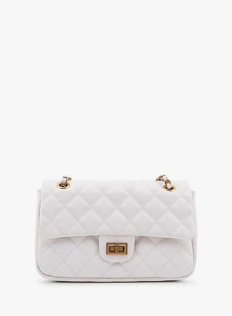 كابلي Women’s Quilted Shoulder Bag with Chain Strap and Turn-Lock Closure