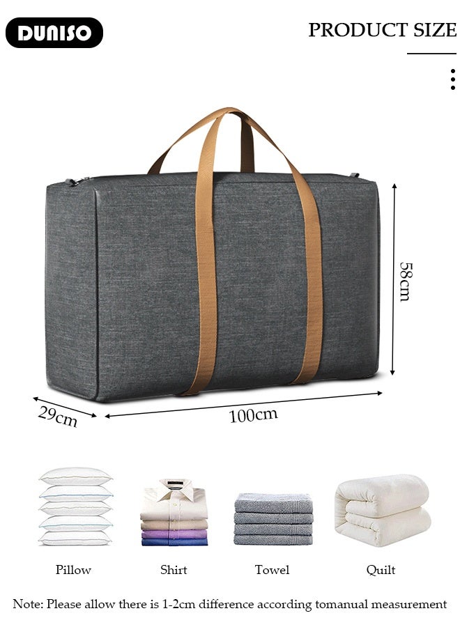 DUNISO Heavy-Duty Storage Bags With Zippers, Extra Large Durable Clothes Blanket Organizer Totes For Moving, Waterproof Laundry Bags With Reinforced Handles, Space-Saving Foldable Storage Pouch For Home, Travel, Dorm - Image 2