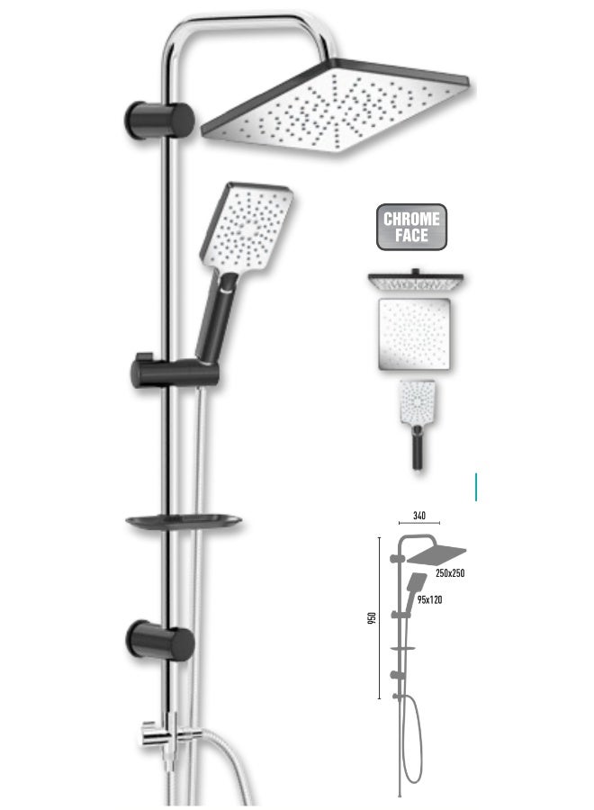 MAAT Neo Chrome Black Rain Shower Set | Neo Chrome Black Rain Shower Set | Made in Turkey 