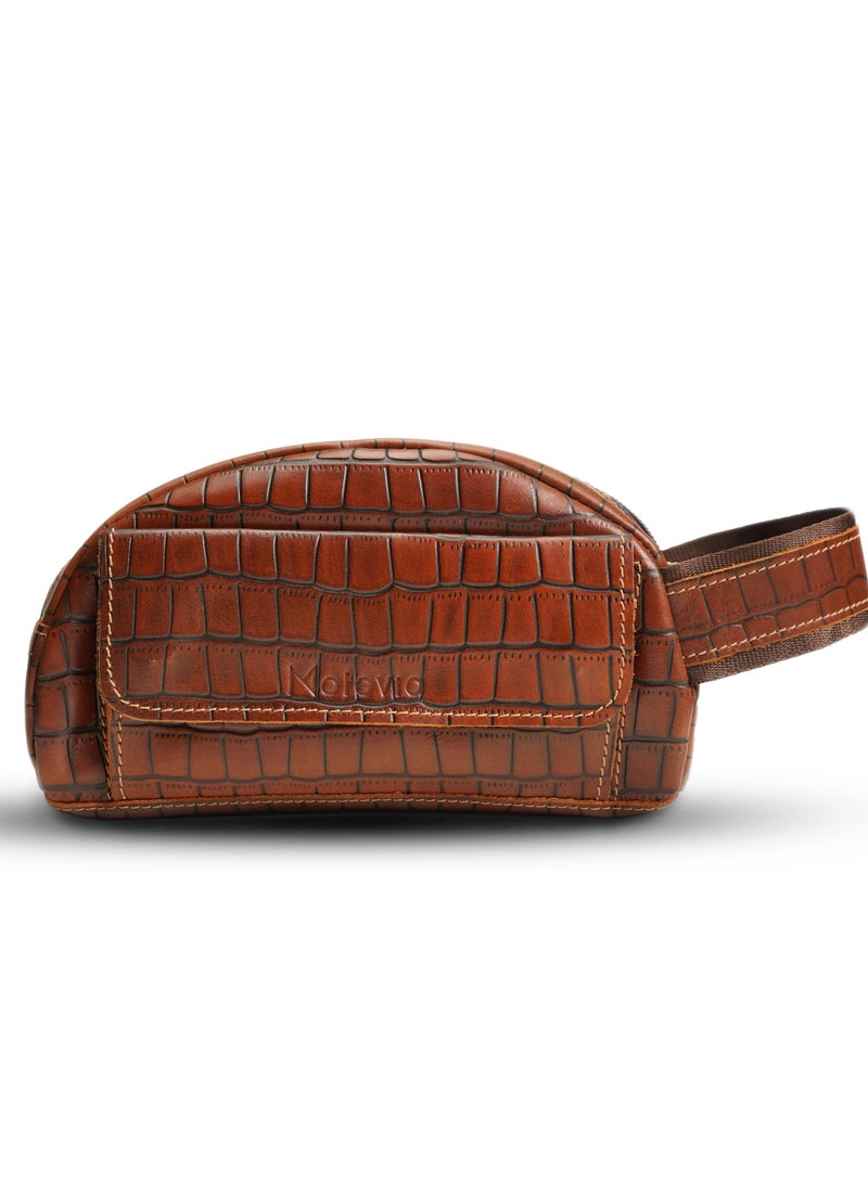 موتيفيا شنطة يد جلد للرجال ، تأتي بها جيب أساسية بسحاب وجيب أمامي كبسون،شنطه يد رجاليه جلد طبيعى ،أنيقة ومتينة وتصميم متعدد الإستخدام - Image 1