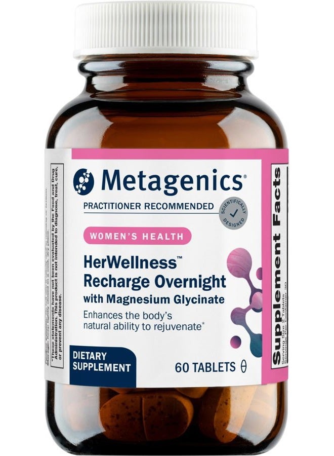 Metagenics HerWellness Recharge Overnight - Women's Sleep Support with Chelated Magnesium, Holy Basil, Zinc & Vitamin C - Supports Relaxation, Stress & Sleep - Non-GMO & Gluten-Free - 60 Tablets - Image 1