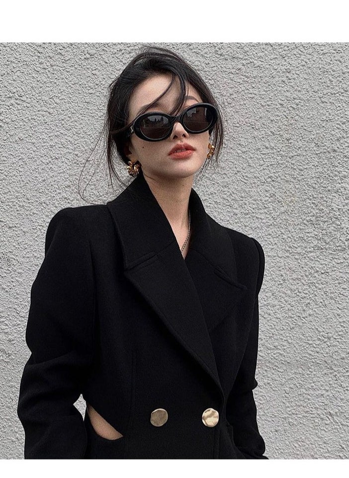 Women's sunglasses retro cat eye black high-end glasses