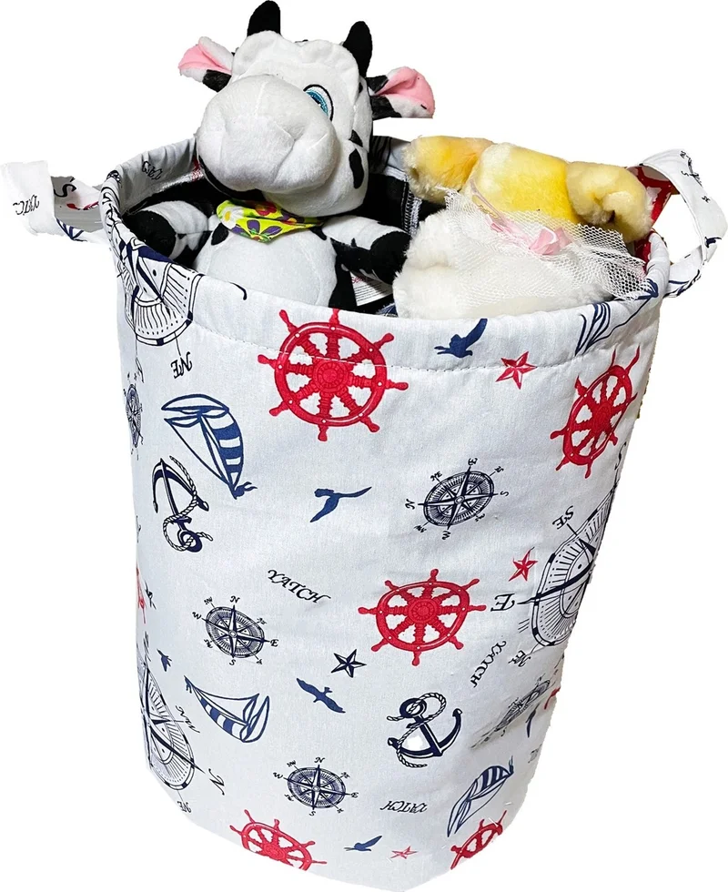 Nelson Laundry Basket Double Fabric Foldable Basket-Marin
