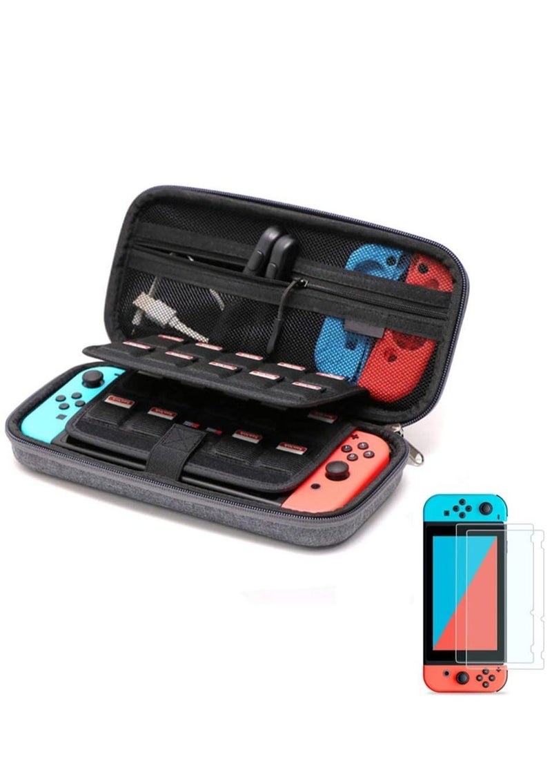 KASTWAVE Carrying Case Compatible with Nintendo Switch/Switch OLED/Switch Lite with 2 Pack Tempered Glass Screen Protectors, Waterproof Design with 10 Game Card Slots & Accessory Pocket for Travel  - Image 1