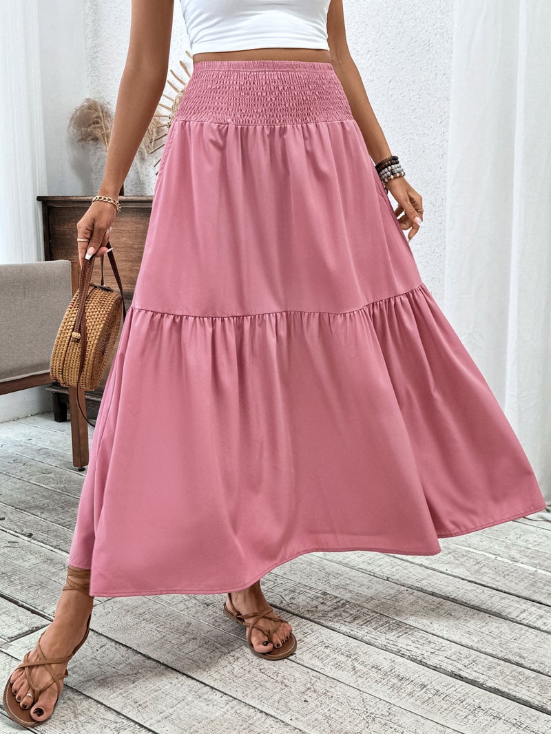 Women's Floral Print High-Waist A-Line Long Skirt