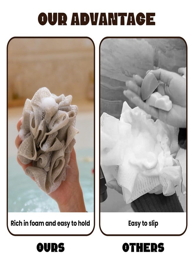 Gabrella 3 Pack 2 in 1 Loofah Washcloth with Drawstring, Soap Bar Loofah That Holds Bar Soap-Exfoliation Mesh Shower Ball, Reusable Shower Sponge for Body Wash (Coffee, Khaki, Beige - Image 5
