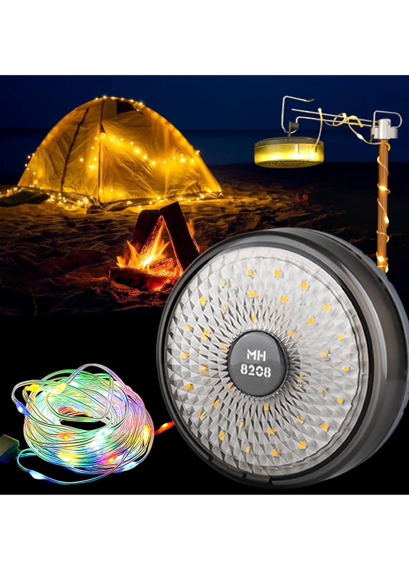 Camping String Lights – Outdoor Rechargeable LED Lights, Black Model 8208
