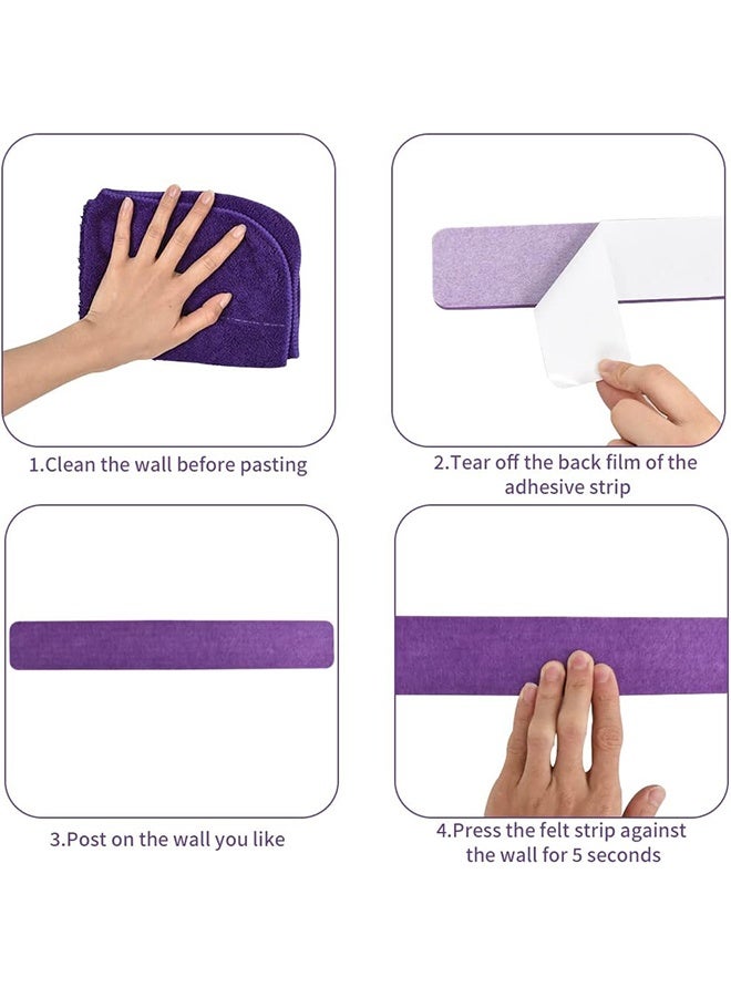 Lemon 8 pcs Bulletin Board Bar Strips ,Self Adhesive Cork Board for Wall,Felt Pin Board for School,Office Decor, with 35 Pushpins & Post-it Notes (Purple) - Image 4