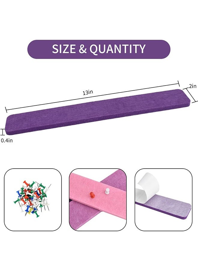 Lemon 8 pcs Bulletin Board Bar Strips ,Self Adhesive Cork Board for Wall,Felt Pin Board for School,Office Decor, with 35 Pushpins & Post-it Notes (Purple) - Image 3